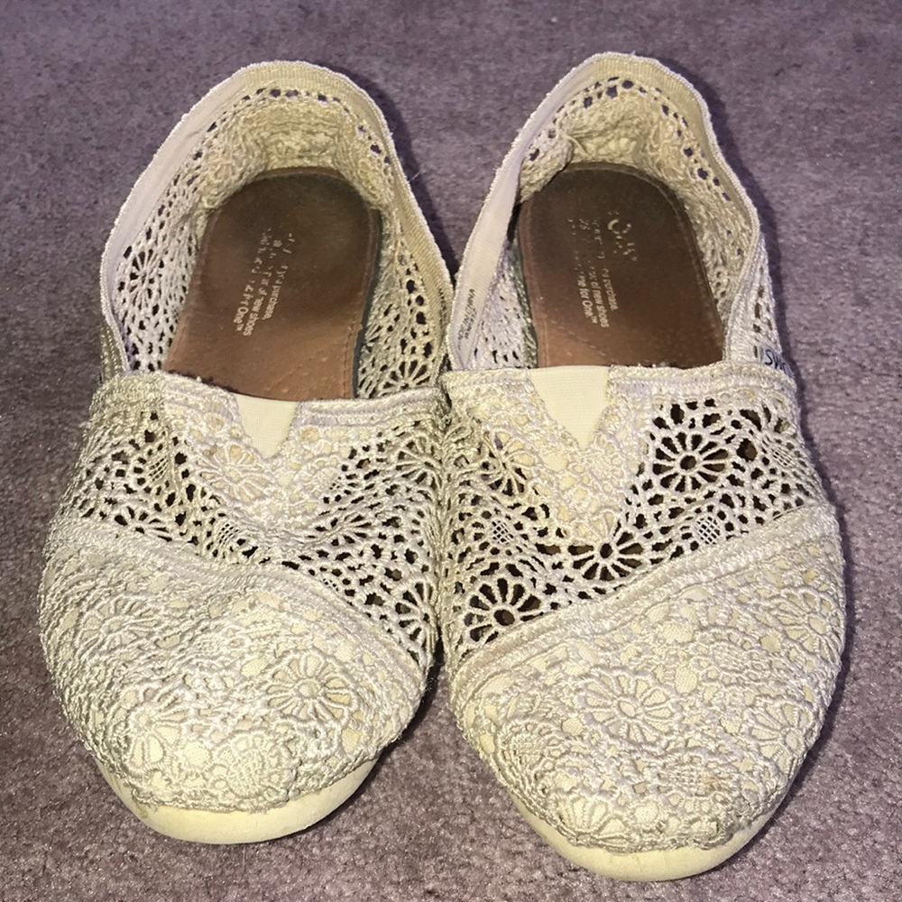 White Crochet Toms